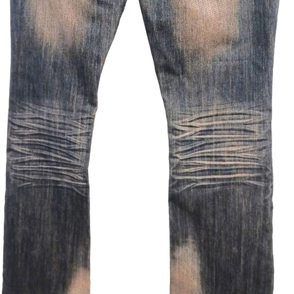 Almost Famous Distressed Jeans Sz 7 Blue Acid Wash Blue Embroidered Pockets Boho - Picture 10 of 16